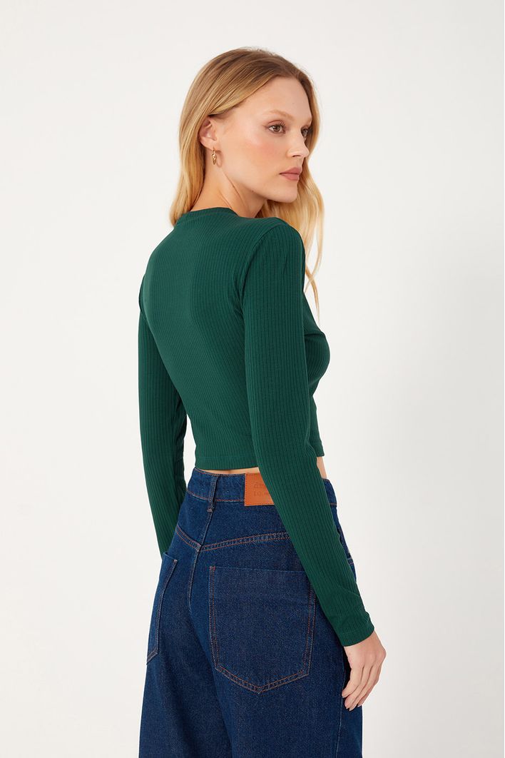 Blusa Cropped Ombro Vazado