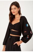 Blusa Linho Bordado Mystic