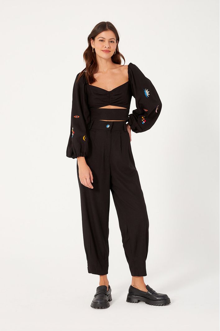 Blusa Linho Bordado Mystic