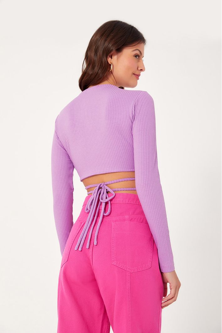 Blusa Canelada Amarrações