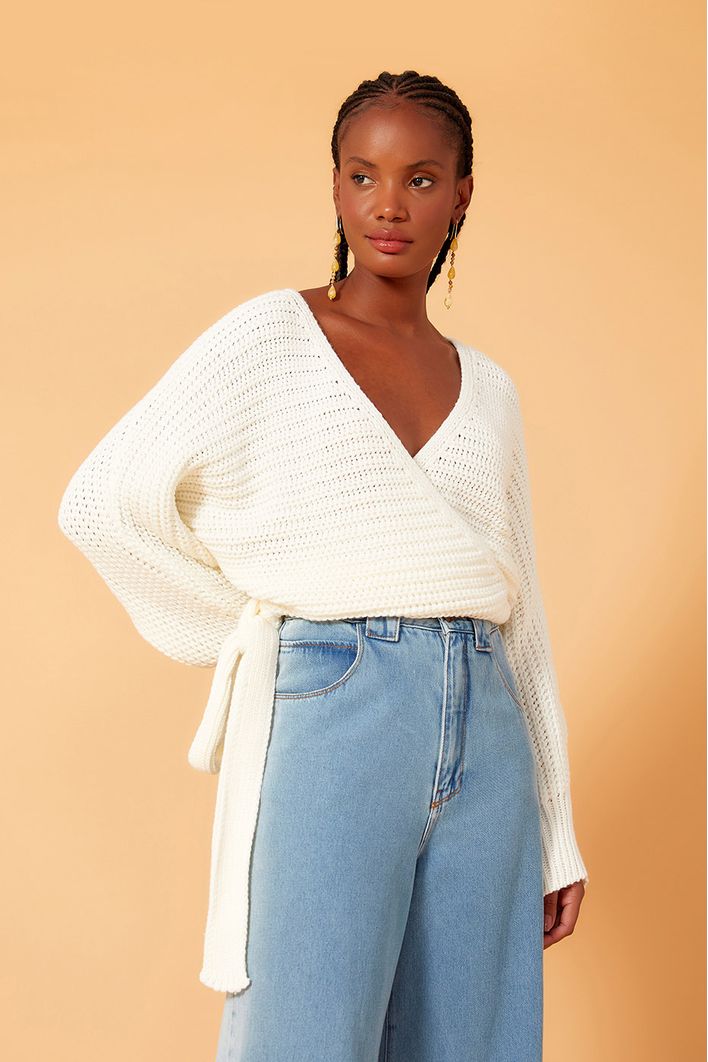 Blusa Tricot Transpassada