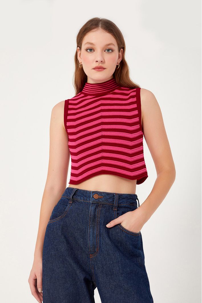 Blusa Tricot Bicolor