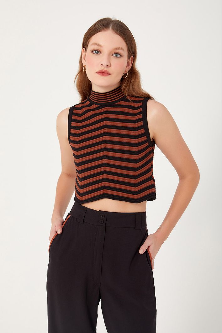 Blusa Tricot Bicolor