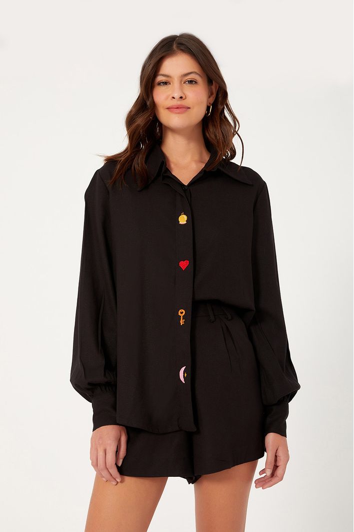 Camisa Linho Bordado Mystic