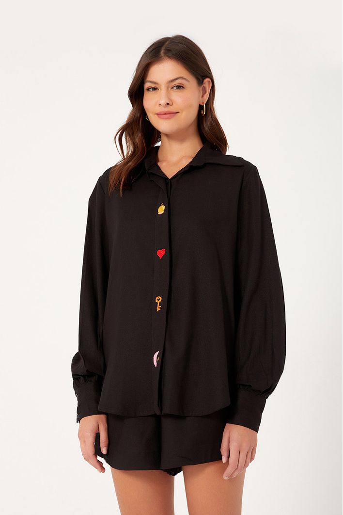 Camisa Linho Bordado Mystic