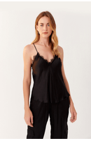 Blusa Cetim Decote Com Renda