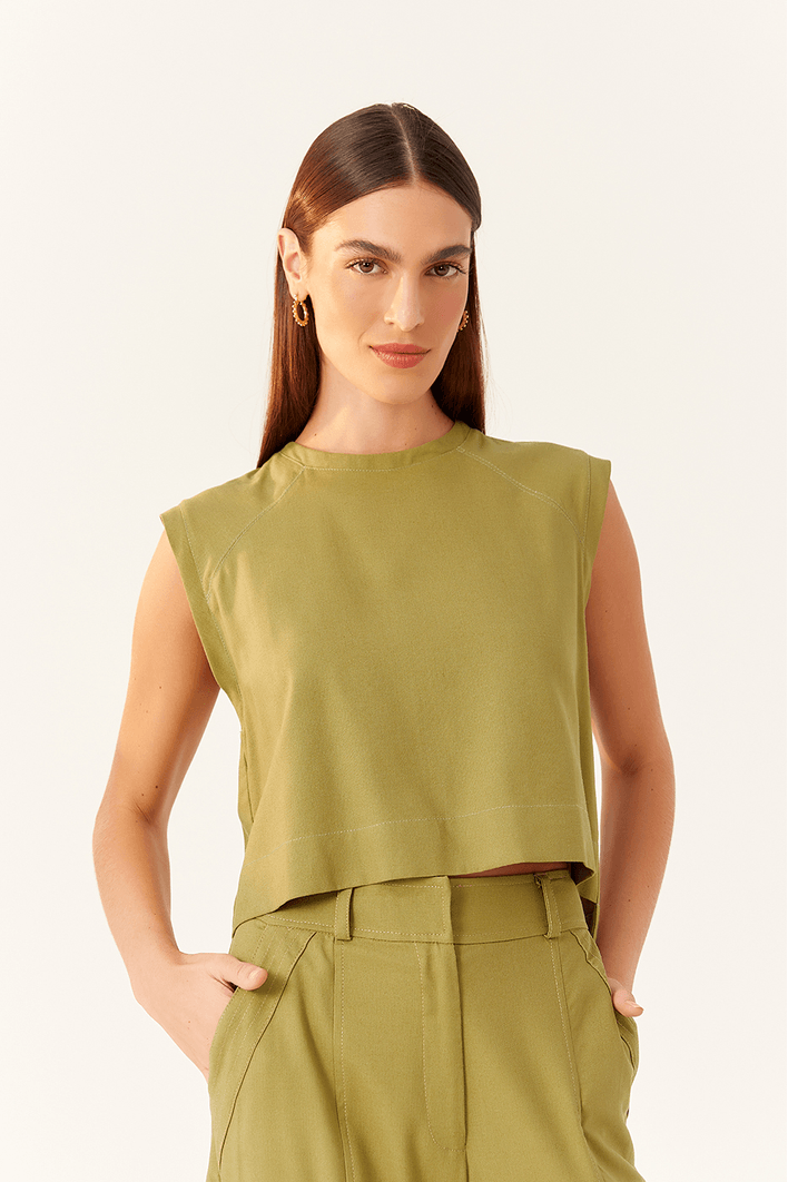 Blusa Linho Quadradinha