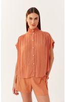 Blusa Lurex Gola Alta Com Lastex