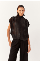 Blusa Lurex Gola Alta Com Lastex