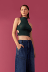 Blusa Cropped Tricot Ombro Vazado