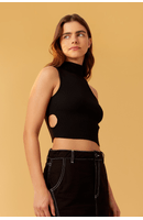 Blusa Cropped Tricot Ombro Vazado
