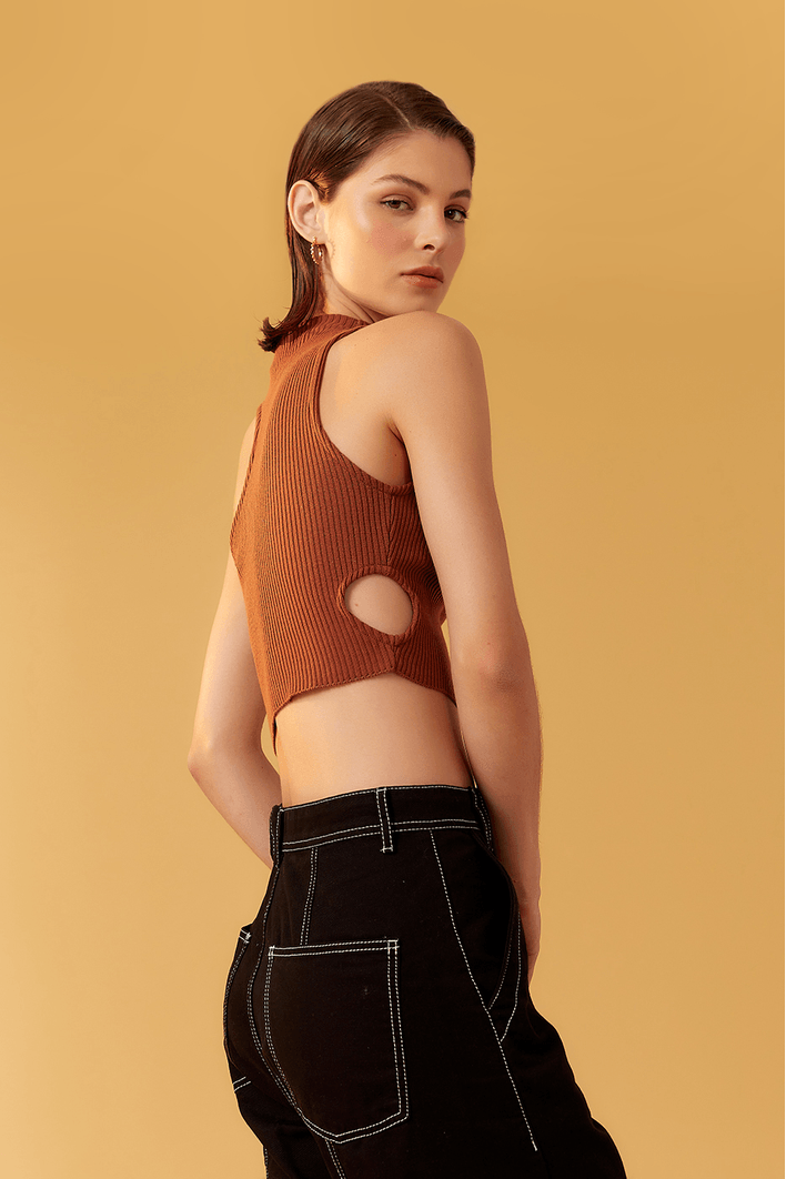 Blusa Cropped Tricot Omrbo Vazado