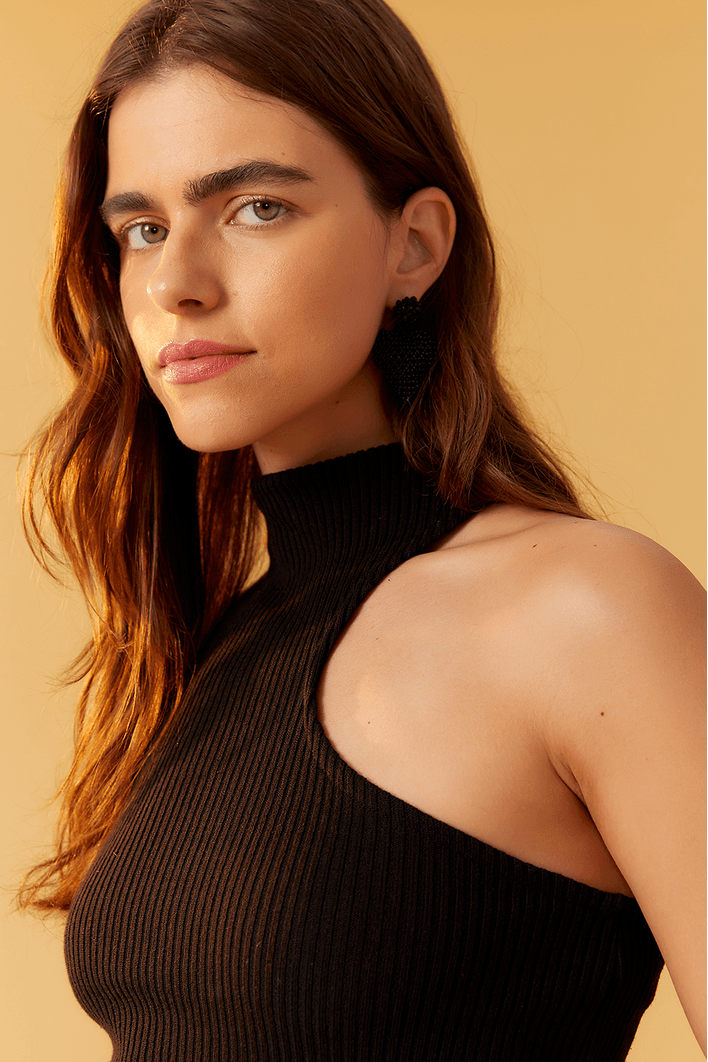 Blusa Cropped Tricot Ombro Vazado