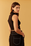 Blusa Cropped Tricot Ombro Vazado
