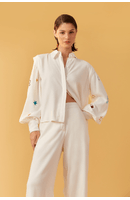 Camisa Linho Bordado Estrelas