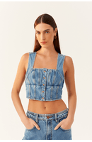 Blusa Jeans Bojo Recortes