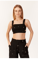 Top Linho Bordado Estrela Lurex