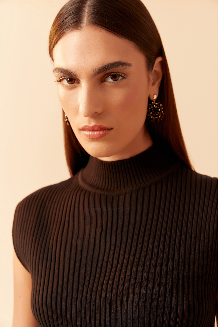 Blusa Tricot Gola Alta