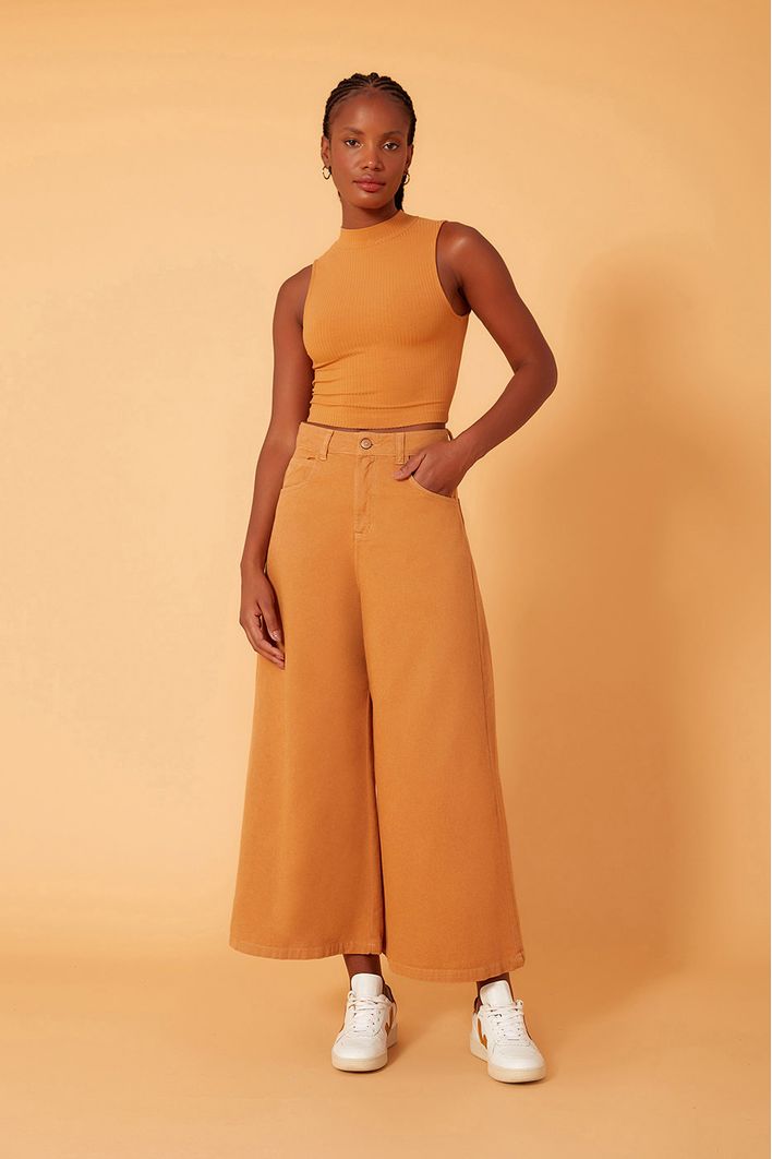 Calça Color Cropped Pantalona