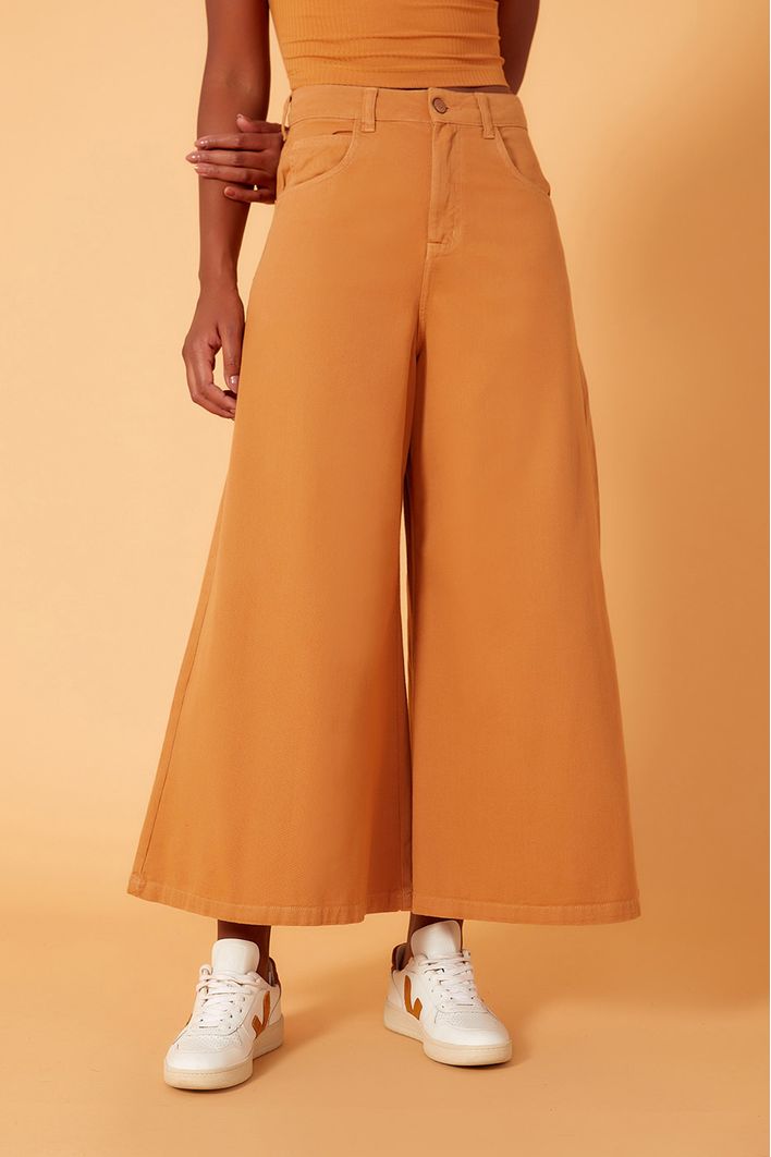 Calça Color Cropped Pantalona