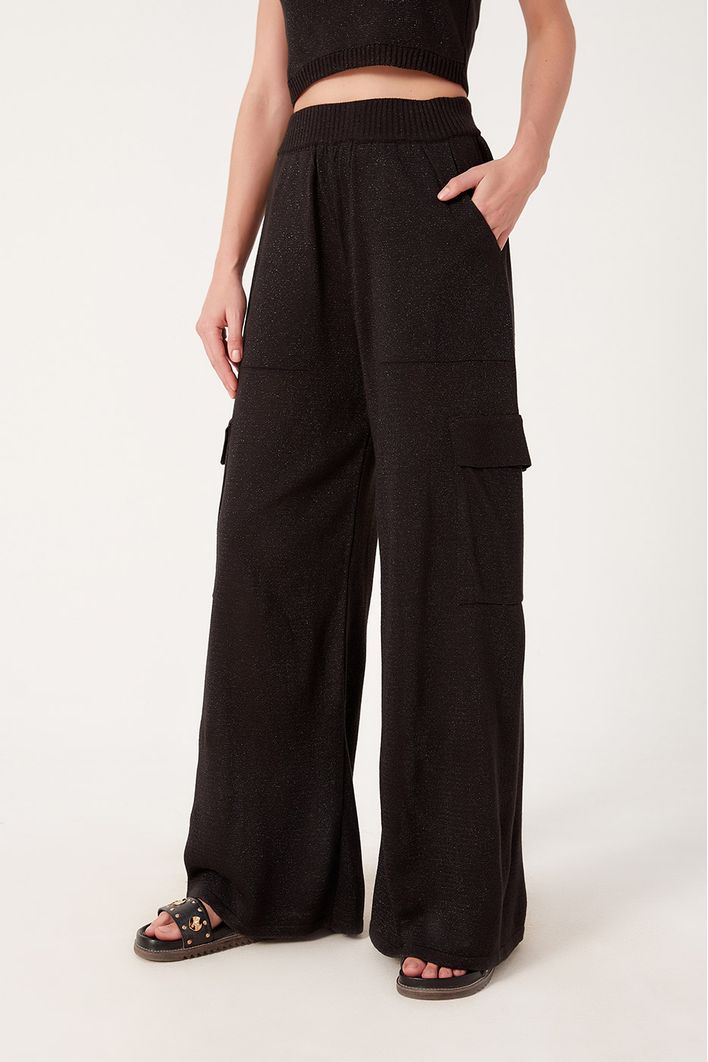 Calça Tricot Cargo Lurex