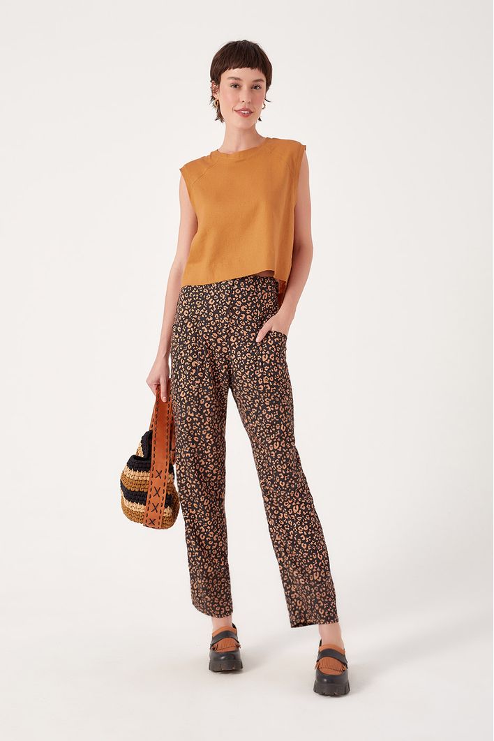 Calça Linho Estampa Onçalina