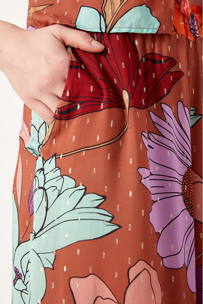 Calça Pantalona Estampa Jardim Secreto