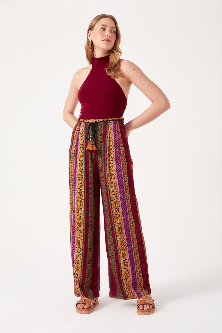 Calça Clochard Estampa Tricot