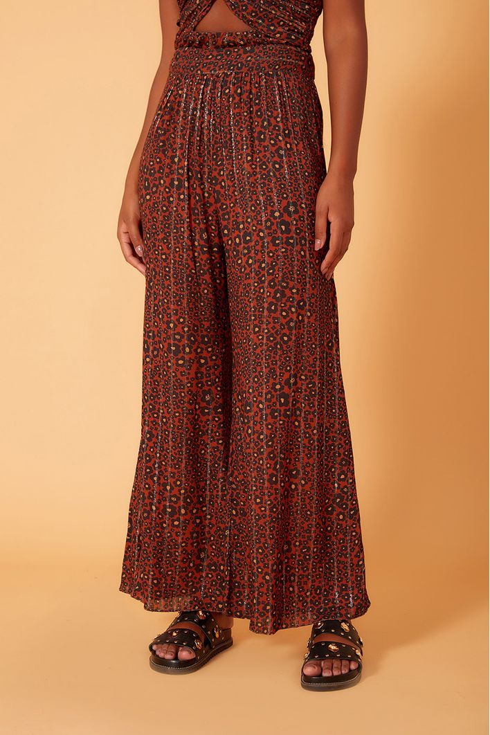 Calça Lurex Estampa Nina