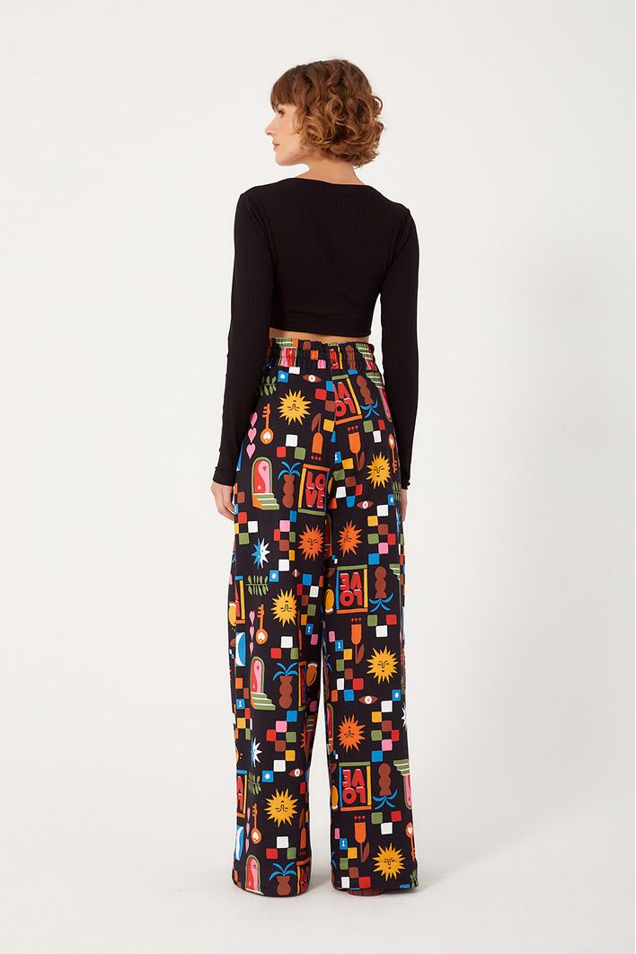Calça Moletom Estampa Xadrez Místico