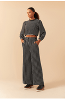 Calça Pantalona Estampa Listra