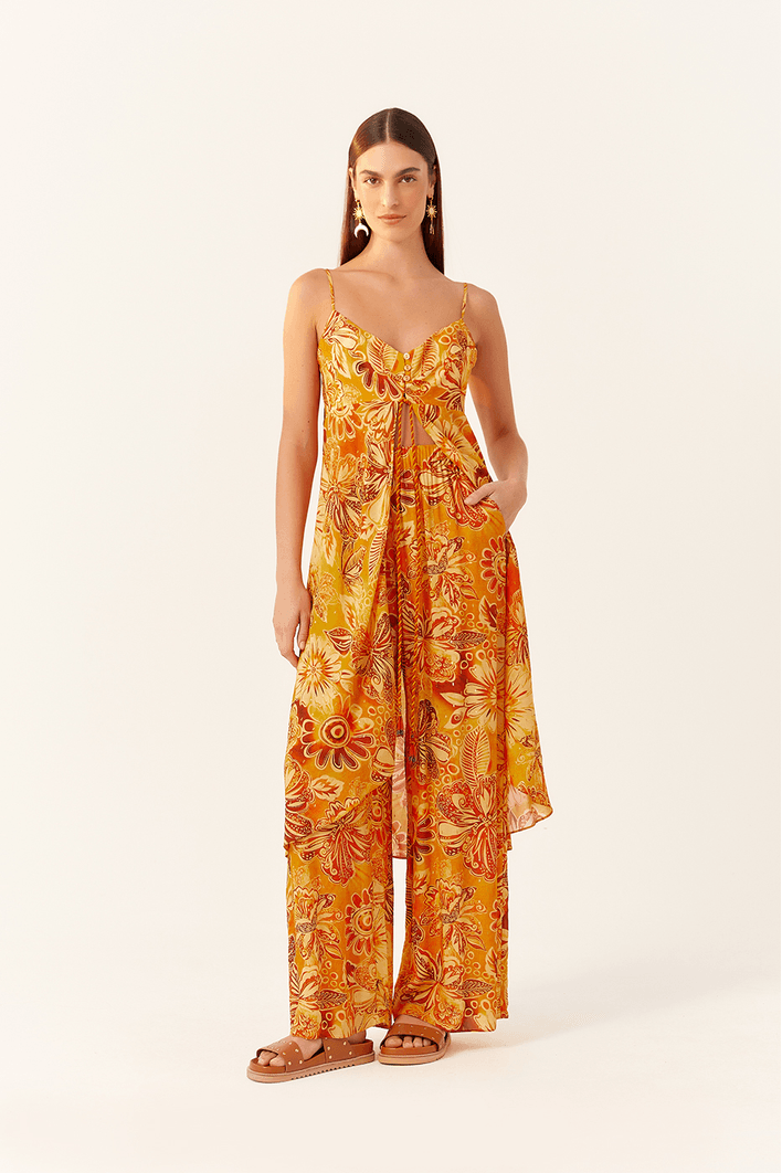 Calça Lurex Estampa Livre