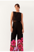 Calça Linho Estampa Jardim Selvagem