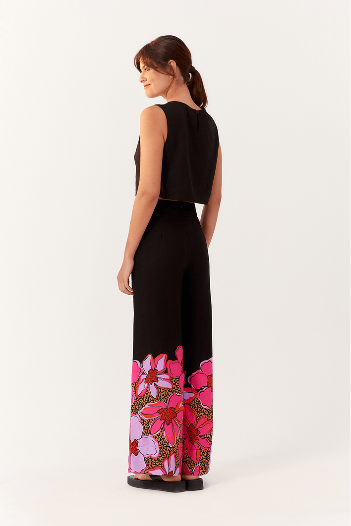 Calça Linho Estampa Jardim Selvagem