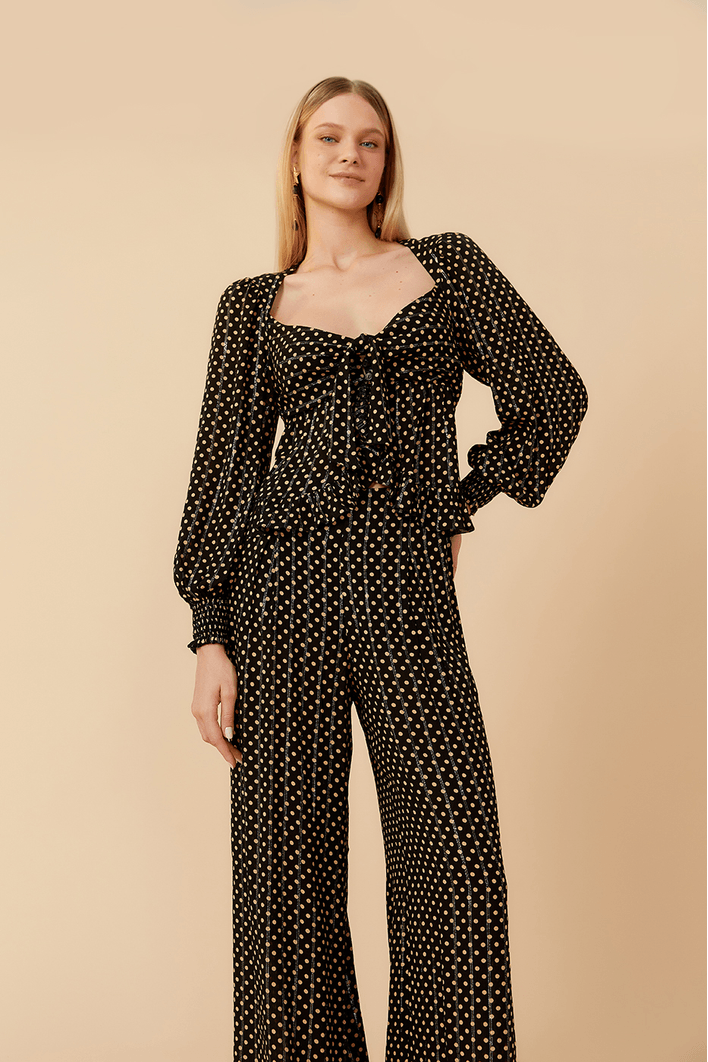 Calça Pantalona Lurex Estampa Anoitecer