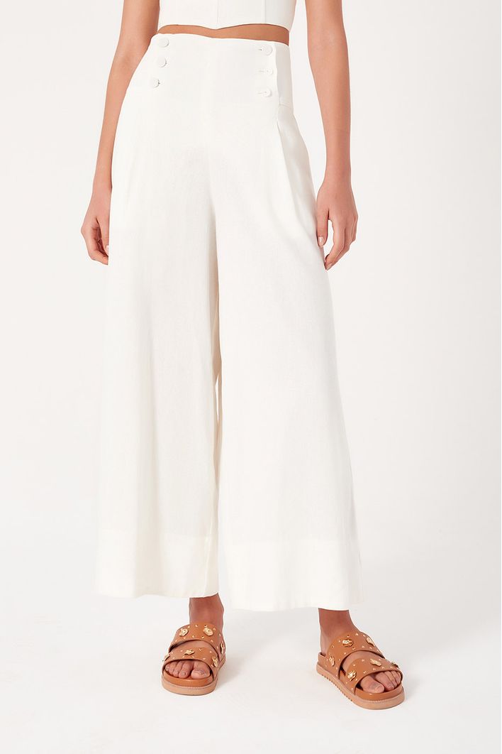 Calça Linho Botoes Frente