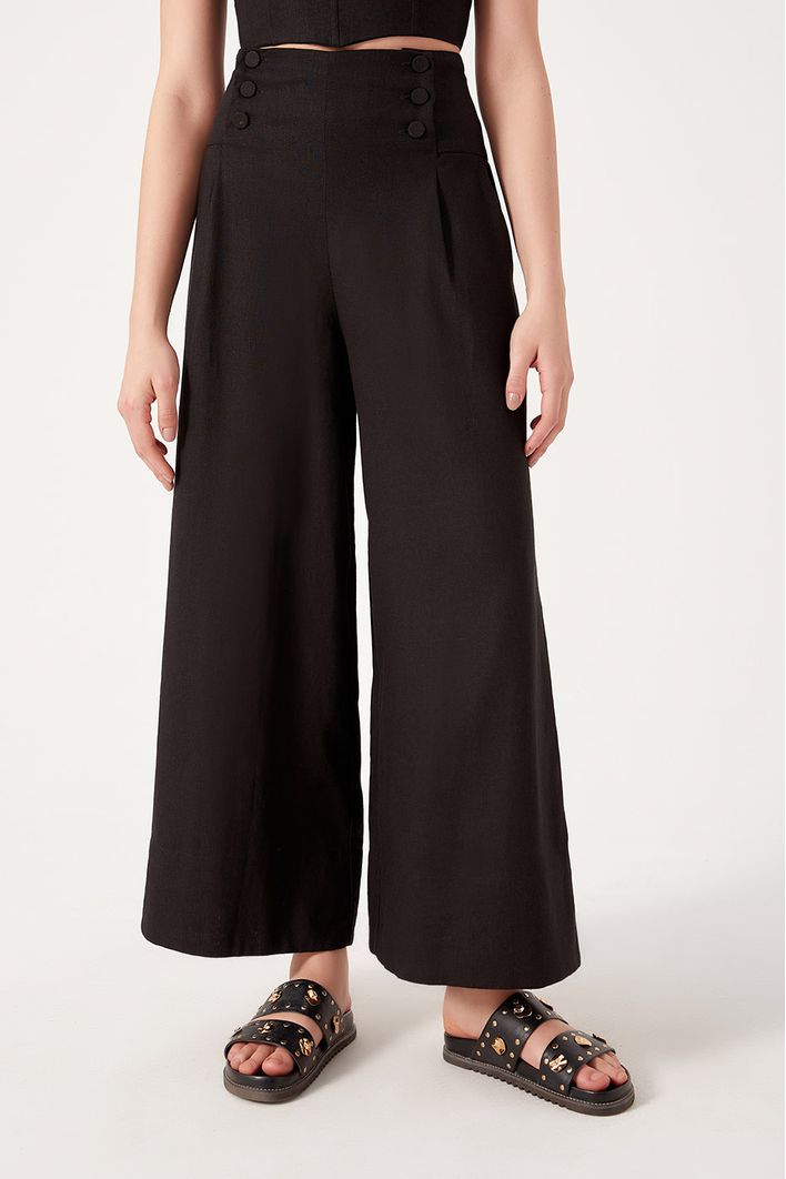 Calça Linho Botoes Frente