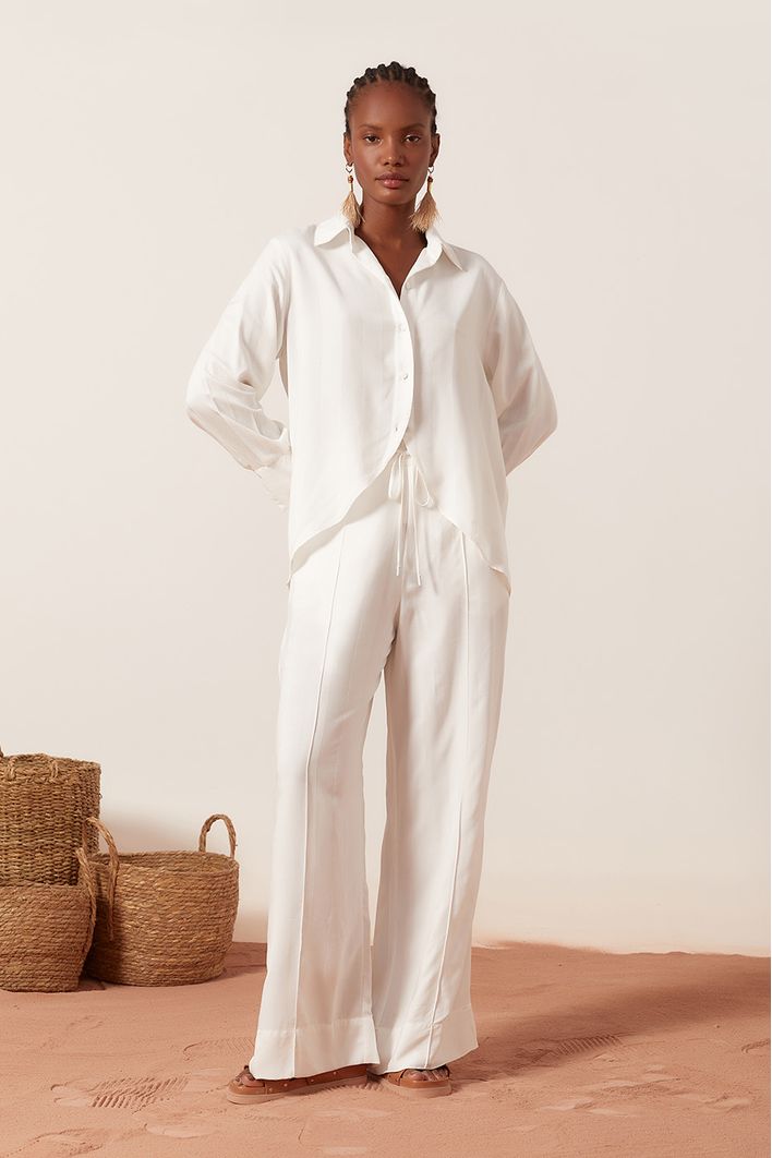 Calça Pantalona Nervura Perna