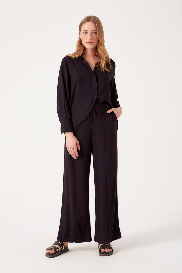 Calça Pantalona Nervura Perna