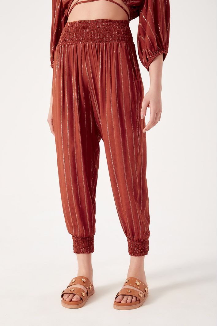 Calça Lurex Lastex Cintura