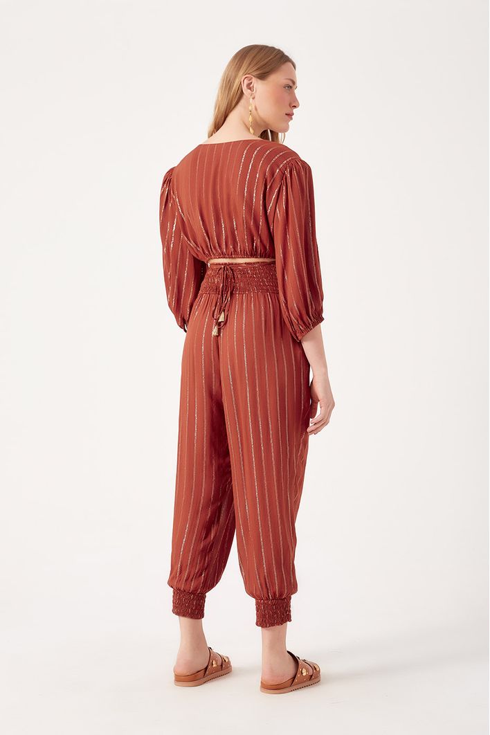 Calça Lurex Lastex Cintura