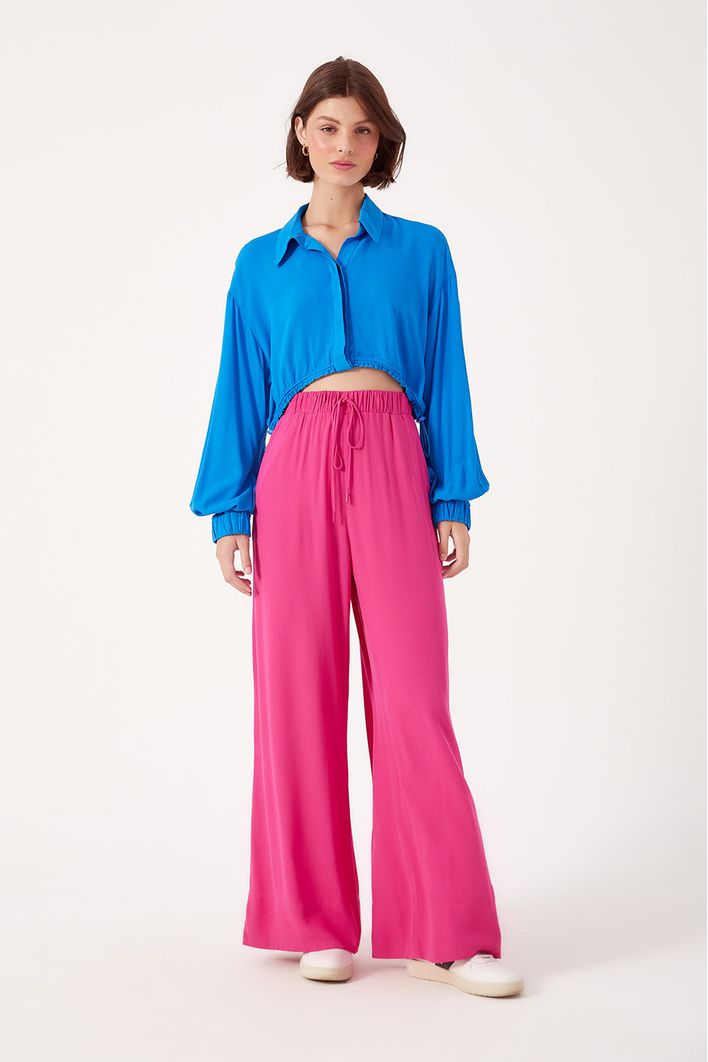 Calça Pantalona Bolsos Laterais