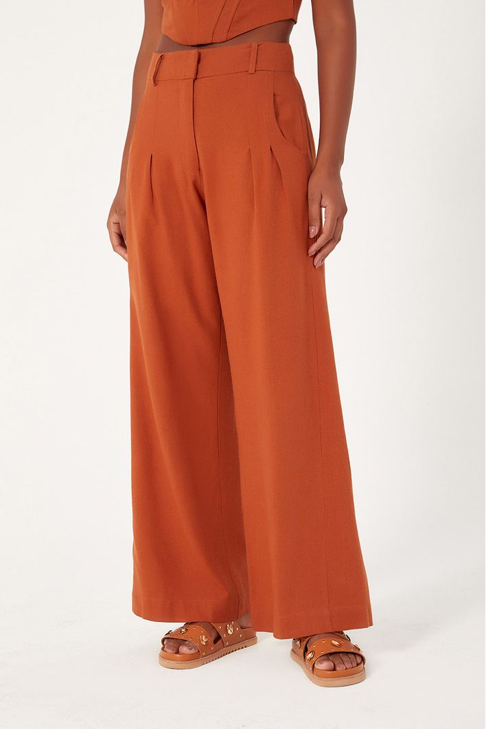 Calça Linho Pregas Frente