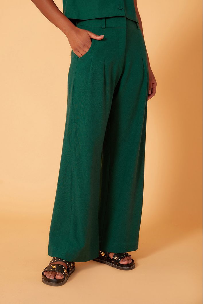 Calça Linho Pregas Frente