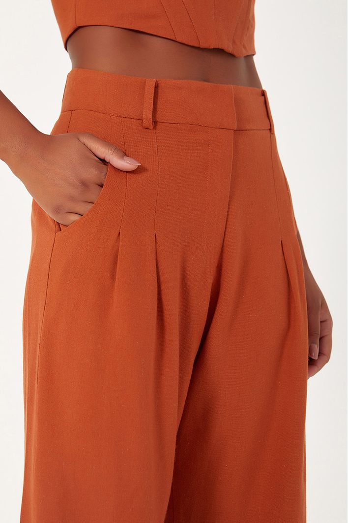 Calça Linho Pregas Frente