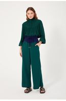 Calça Bicolor Com Cadarço Cintura