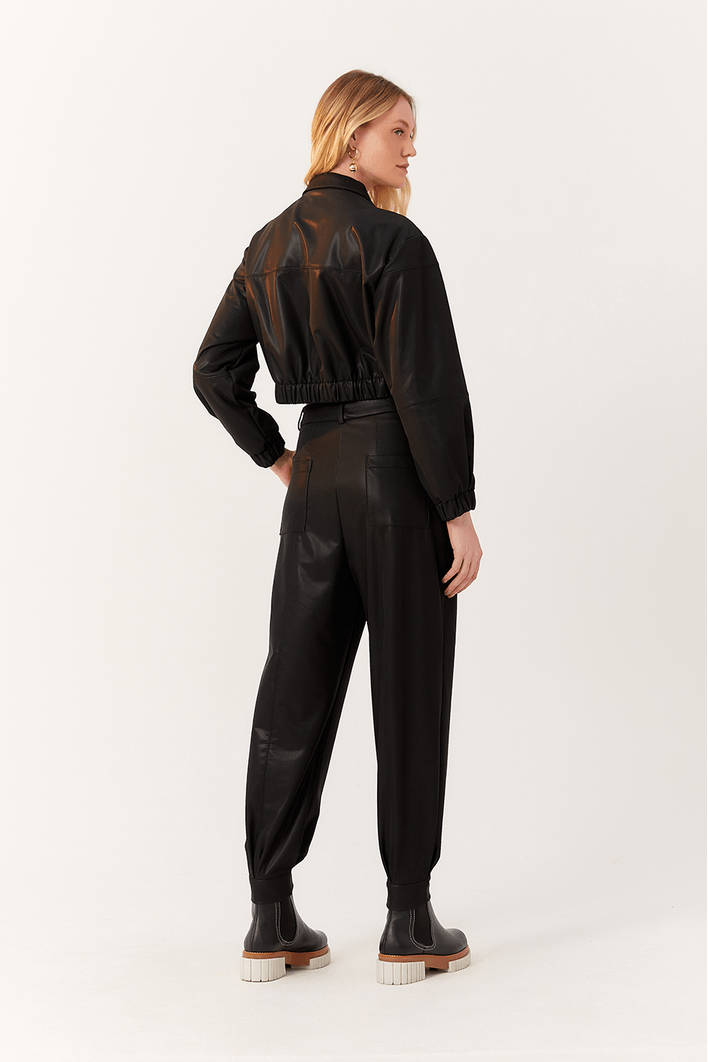 Calça Alfaiataria Malha Leather