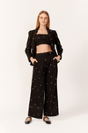Calça Linho Bordado Estrela Lurex