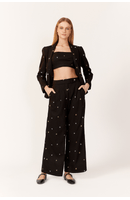 Calça Linho Bordado Estrela Lurex