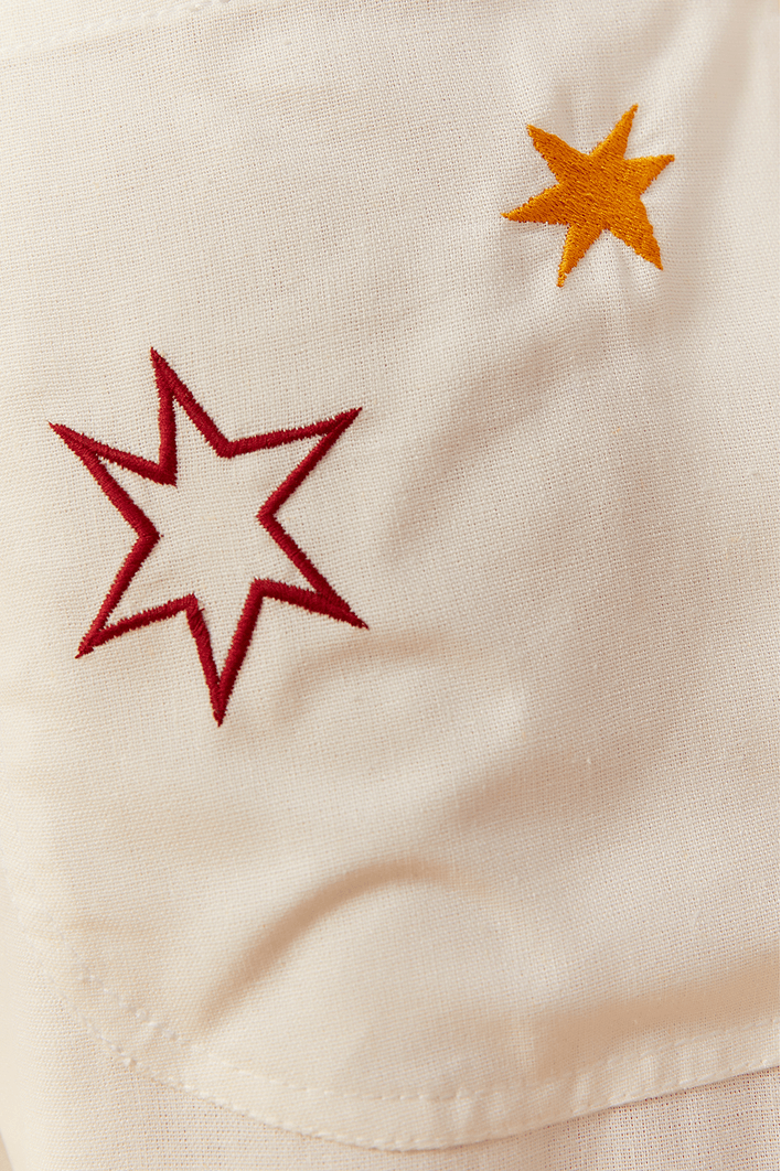 Calça Linho Bordado Estrelas